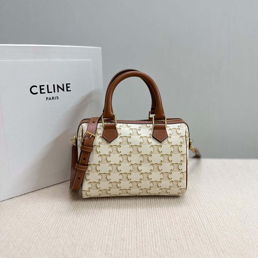 CELINE Small Boston IN Triomphe Canvas and calfskin