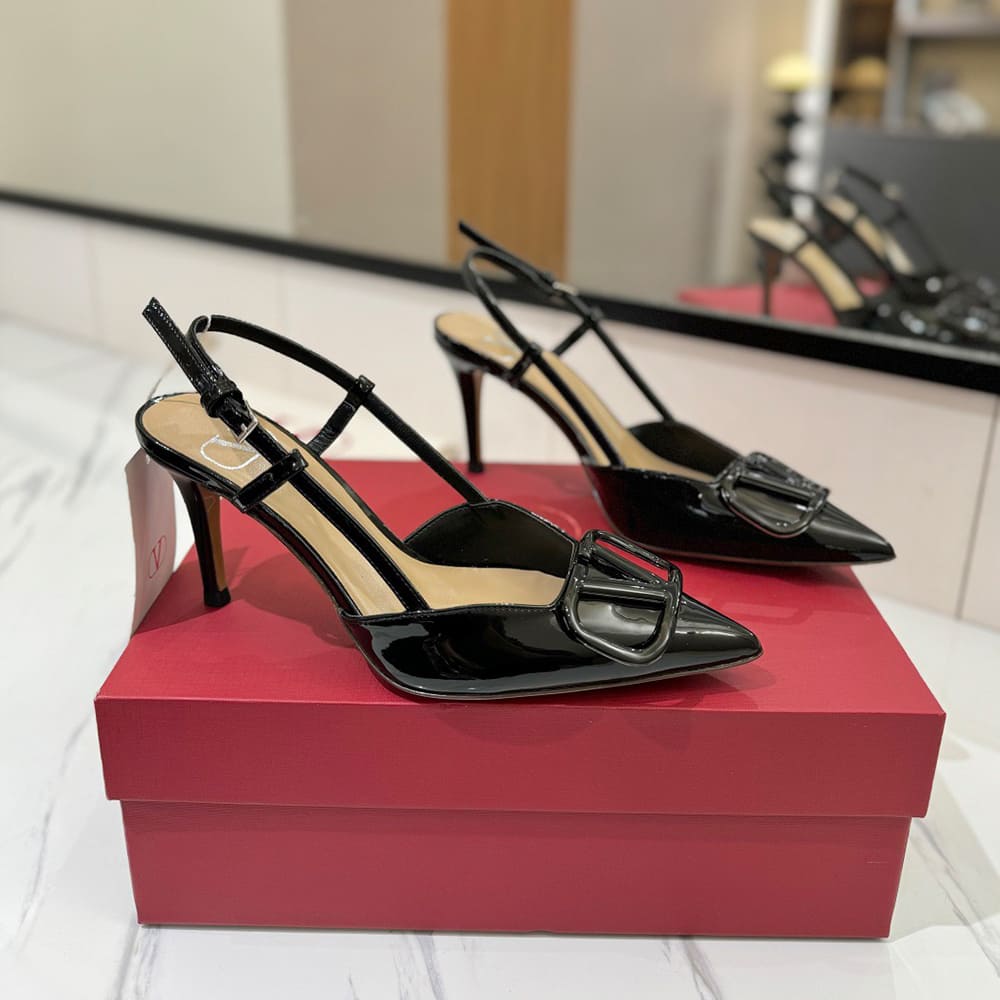 VALENTINO VLOGO SIGNATURE patent leather lace-up high heels (heel height 8 cm)