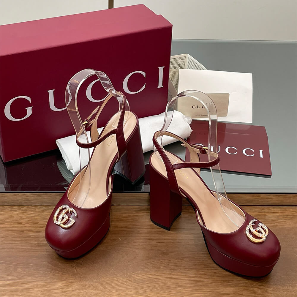 GUCCI Women s platform pump with crystal Double G