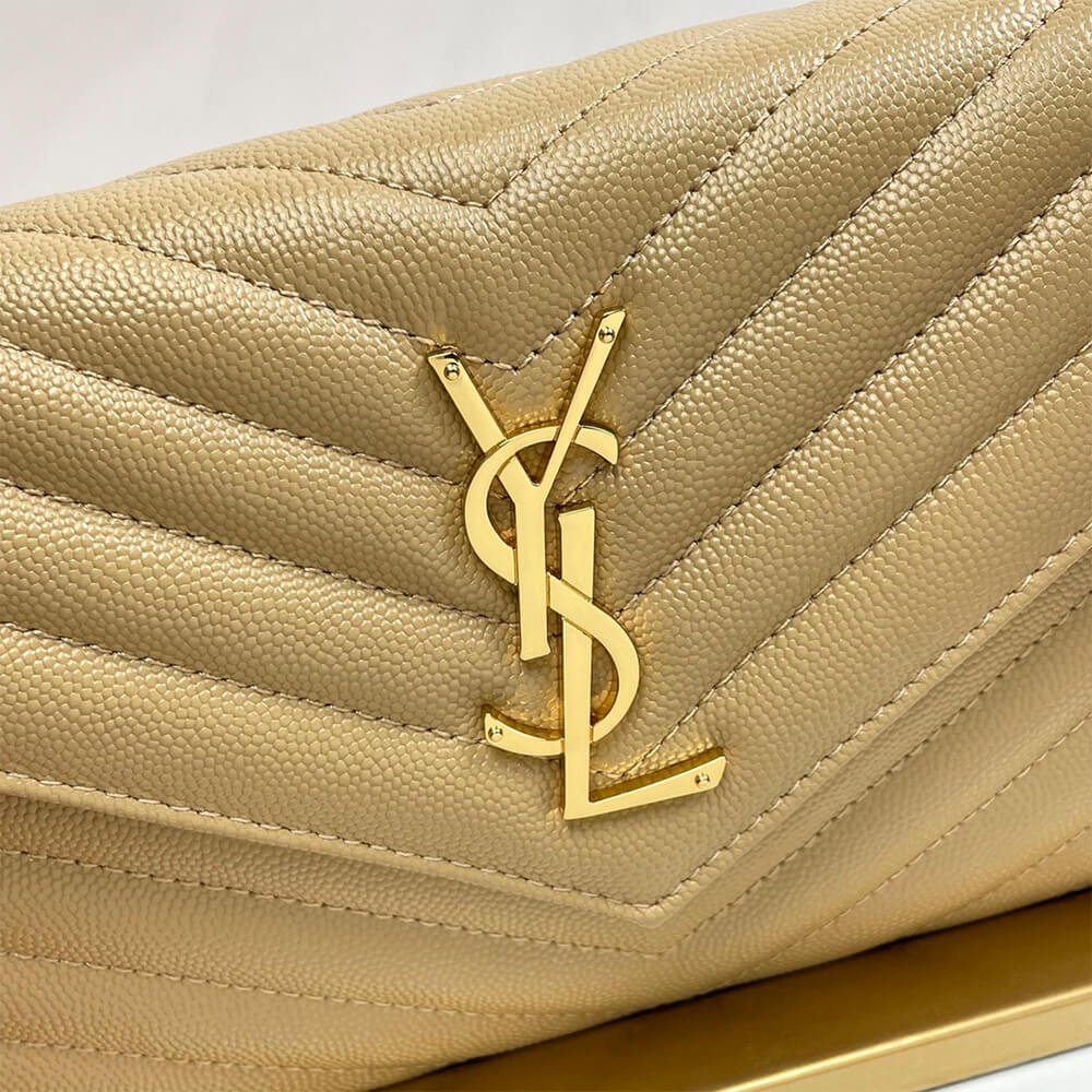 YSL classic cassandre chain wallet in grain de poudre leather