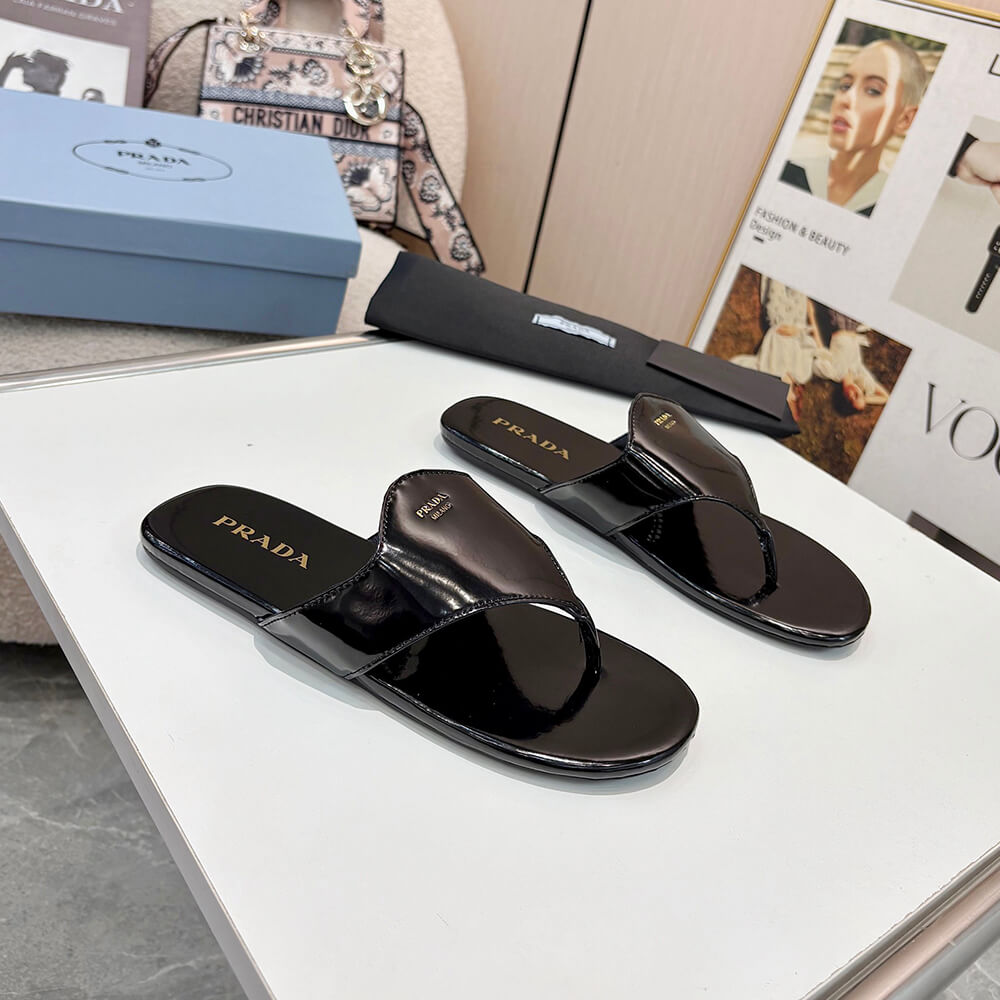 Prada Brushed leather thong sandals