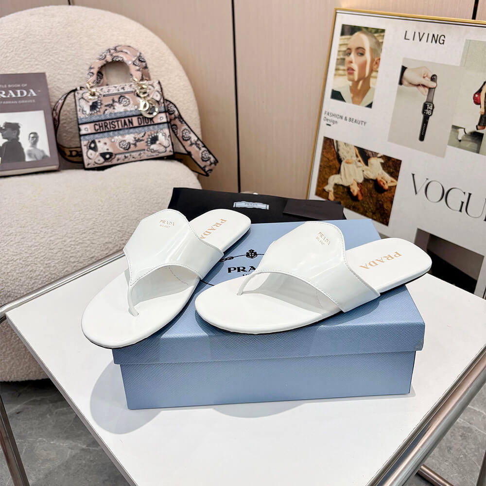 Prada Brushed leather thong sandals