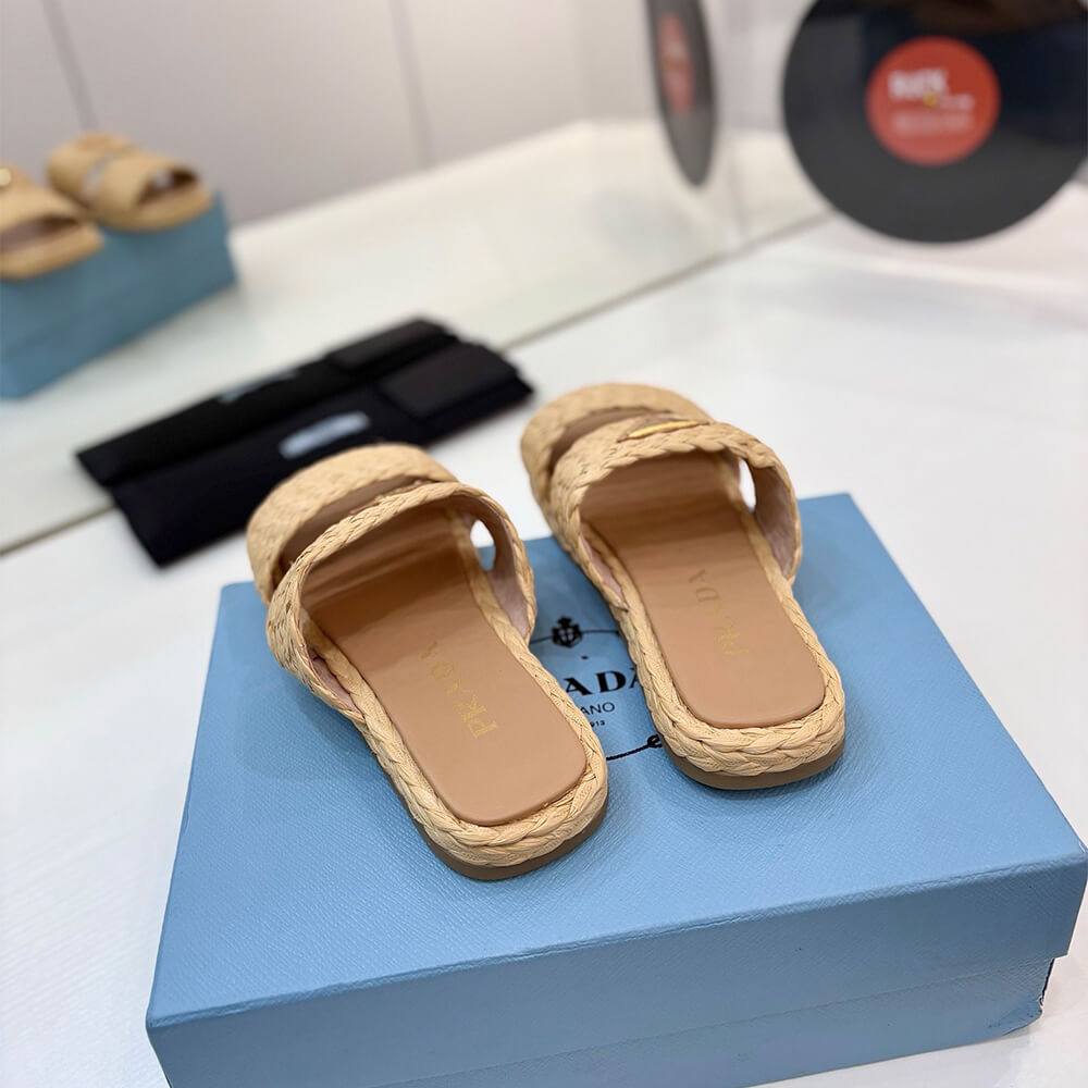 Prada Raffia slides