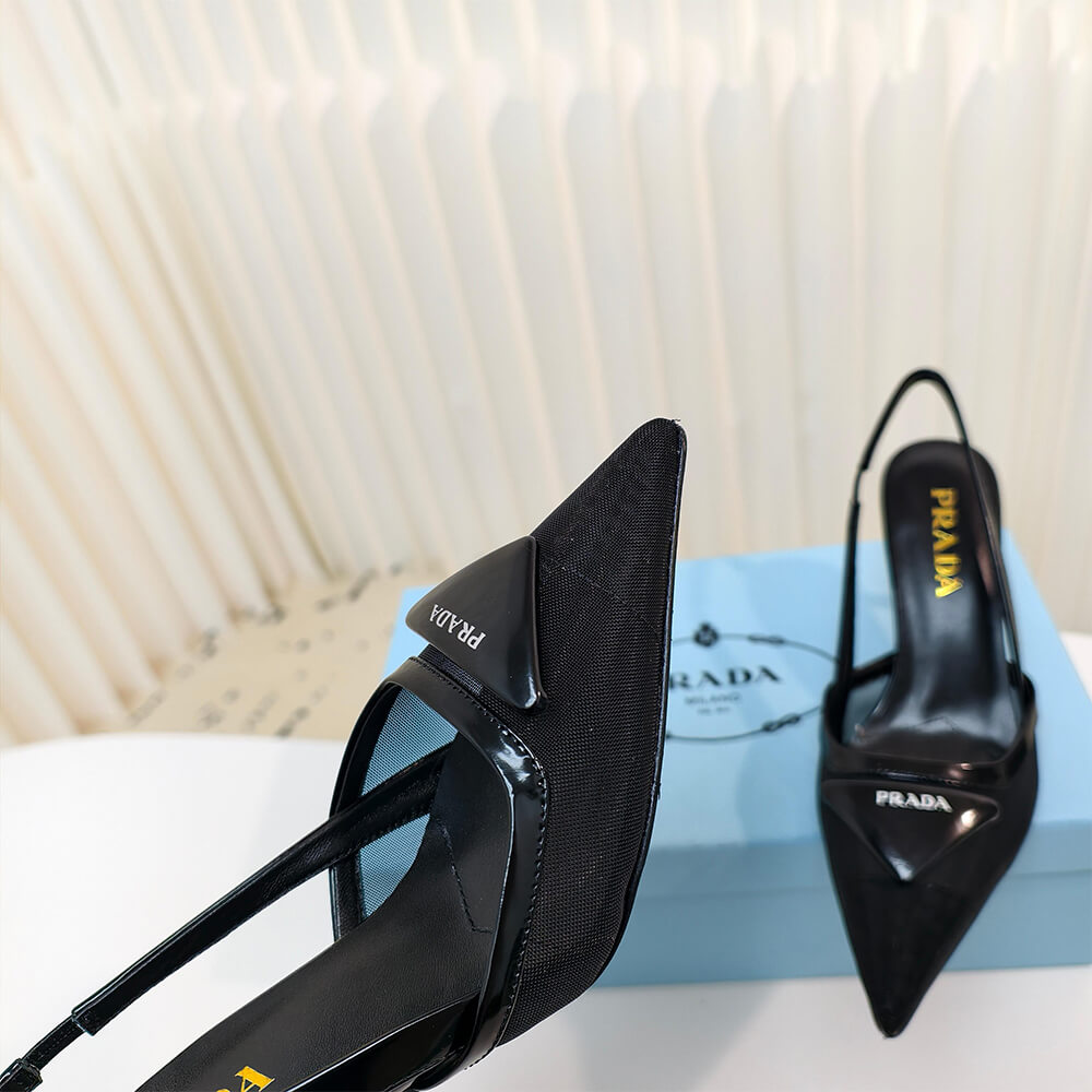 PRADA Mesh fabric slingback pumps