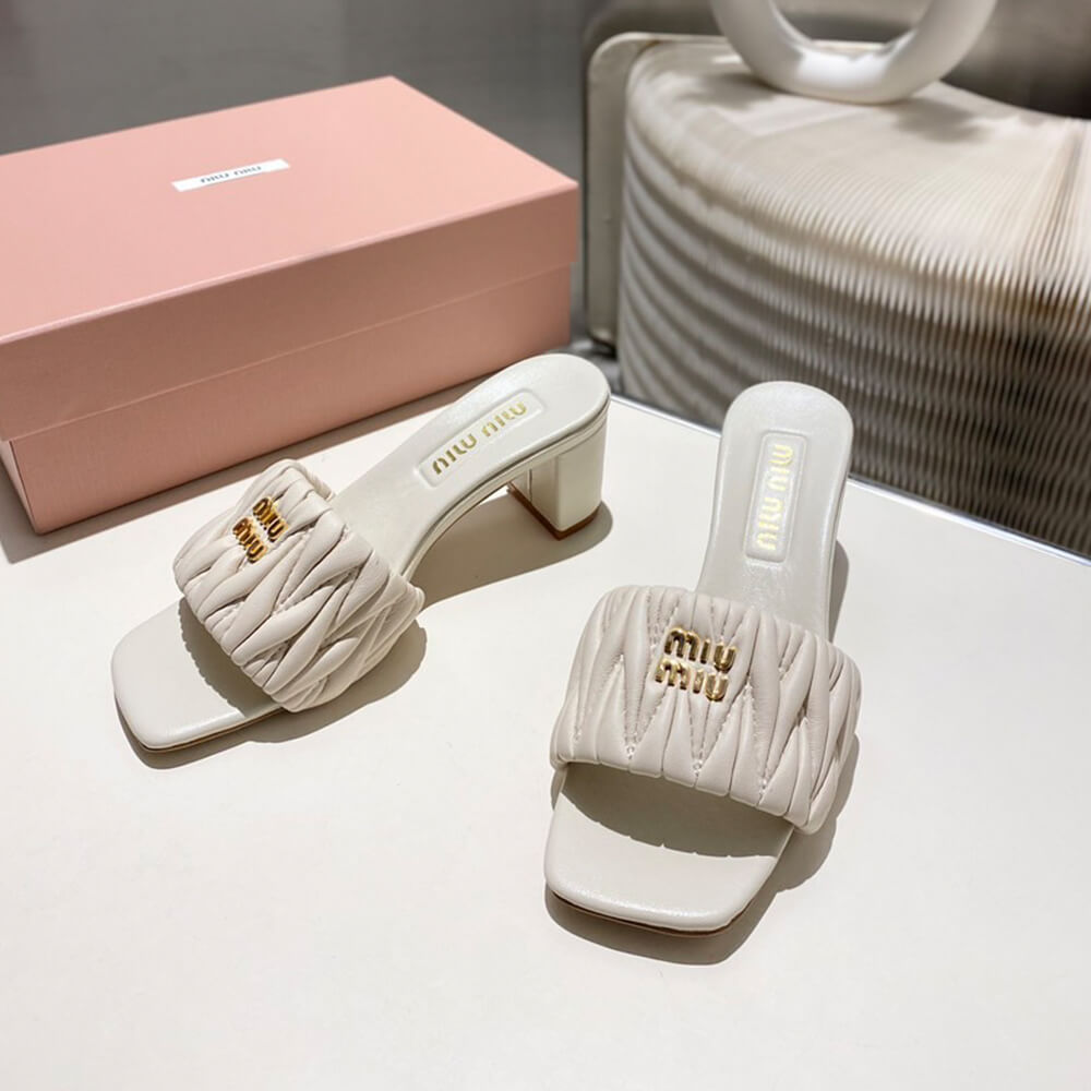 MiuMiu Matelass?? nappa leather slides