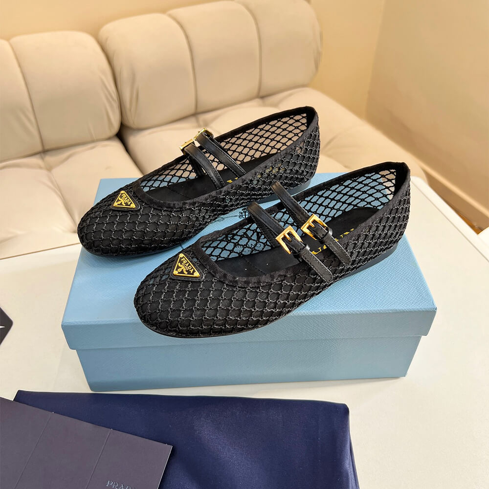 PRADA Mesh fabric ballerinas